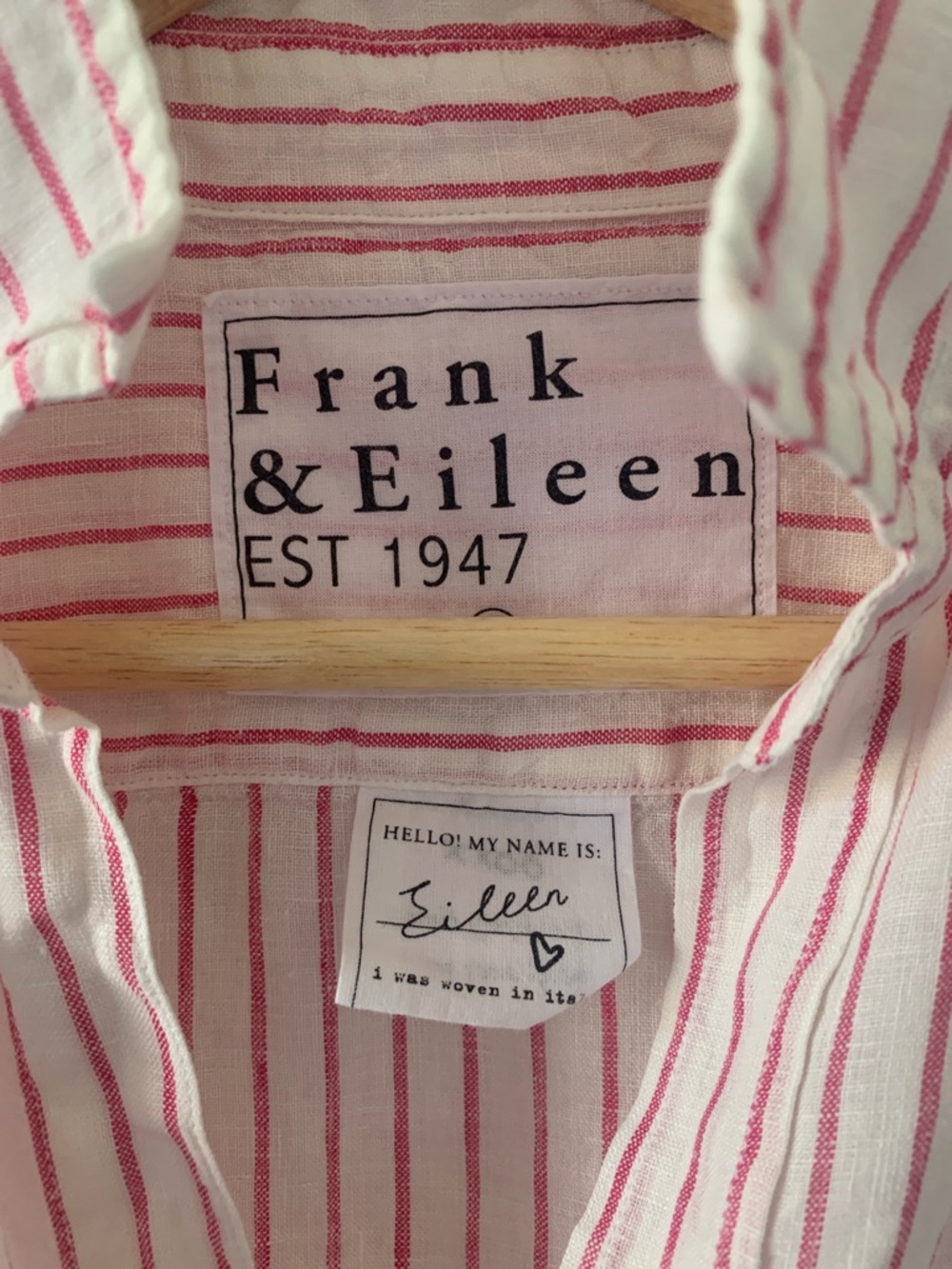 Frank & Eileen White Linen Shirt with Pink Stripes - Picture 2 of 2